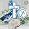 Big Dot of Happiness First Communion Blue Elegant Cross - Boy Religious Party Centerpiece Sticks - Table Toppers - Set of 15